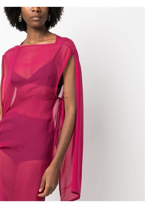 Fuchsia semi-sheer asymmetric long dress - women RICK OWENS | RO01C5580S23